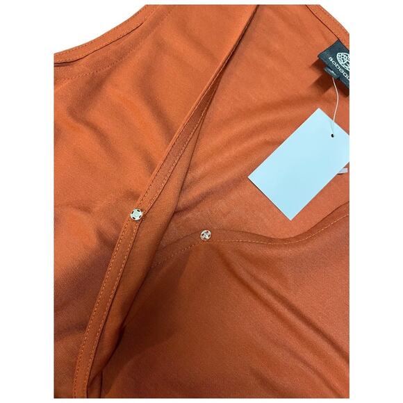 New Bobeau Jumpsuit Womens Small Orange Sleeveless Cropped V Neck Belted Boho - Picture 3 of 15